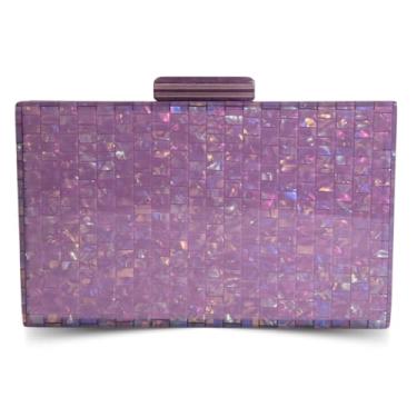 Imagem de Bolsa Clutch Carteira De Festa Feminina Luxo Cecília (Roxa Quadrada)