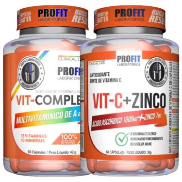 Imagem de MULTIVITAMÍNICO VIT COMPLEX 90 CÁPSULAS l VITAMINA C COM ZINCO 60 CÁPSULAS l PROFIT-Unissex