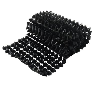 Imagem de suiwotin Rolo de acabamento de pino de 0,5 jarda - Rebites de cone de plástico, ponto de costura/cola para decoração de rebite gótico punk DIY (preto)