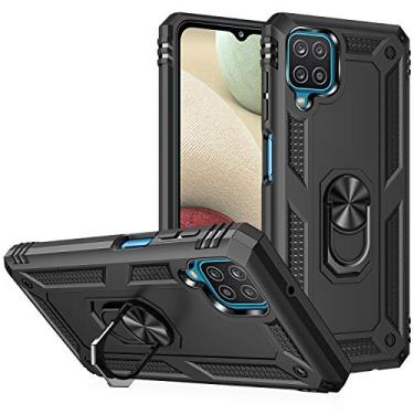 Imagem de SORAKA Capa para Samsung Galaxy A12 com suporte para anel Capa Slim Fit de TPU macio Capa Samsung Galaxy A12 com placa de metal para suporte magnético de telefone para carro