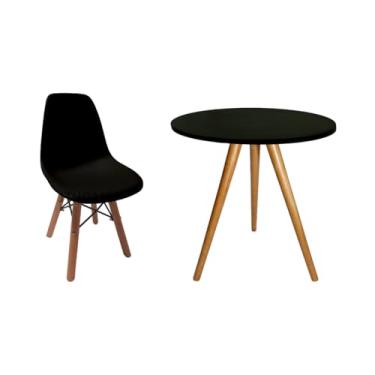 Imagem de Mesa Infantil Redonda 52cm Pe Palito 50cm + Cadeira Eiffel Infantil (Preto, 1 Cadeira)