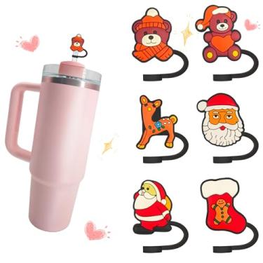 Imagem de 6 peças Papai Noel Stanley Cup Capa de canudo Stanley Straw Topper Cup Acessórios Copo 1,134 g