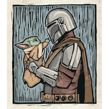 Imagem de DIAMOND ART CLUB Kit de pintura de diamante The Mandalorian and The Child, artesanato DIY divertido para adultos, tela de arte de diamante redondo para iniciantes, 13" x 15" (33 x 38 cm)