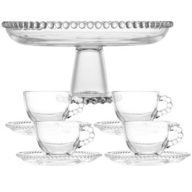 Imagem de Jogo Para Chá Da Tarde Com Xícaras 80ml Expresso Com Prato Com Pé 20cm