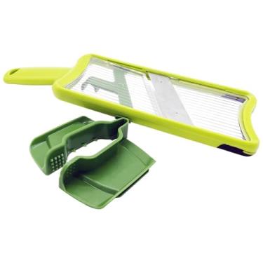 Imagem de Fatiador de legumes profissional de aço inoxidável com aderência confortável, ralador de legumes para batatas, cebolas, pepinos, queijo, fácil de limpar (verde)