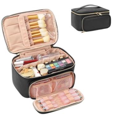 Imagem de Bolsa de maquiagem OCHEAL Multifuncional Preta Resistente à Água