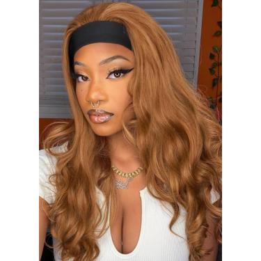 Imagem de Peruca FANCEE Yaki Wavy Headband Honey Brown Kinky Straight 14 polegad