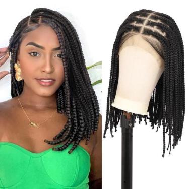 Imagem de Peruca frontal de renda trançada Beauart Brinbea Bob Box Braid 14"