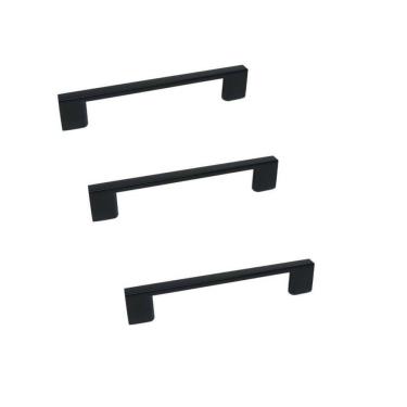 Imagem de Kit 3 Puxador Preto Fosco Il 950 Metal 128Mm Com Parafusos