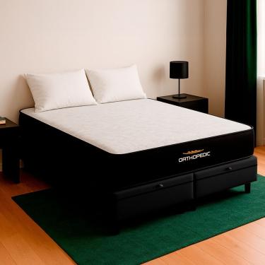 Imagem de Cama Box Baú Queen Orthopedic D33 Com Colchão Espuma 158x198x44cm Preto V-Store