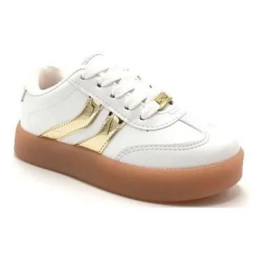 Imagem de Tênis Molekinha Casual Infantil Branco Dourado 2582.102, Branco, Doura