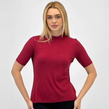 Imagem de Blusa Malwee Canelada Gola alta Manga curta Feminina-Feminino