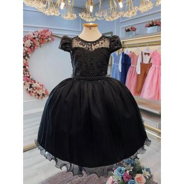 Imagem de Vestido Preto Infantil Social com Renda para Festa Luxo - Fabuloso Ate