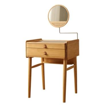 Imagem de Escrivaninha de penteadeira Mesa de vaidade pequena com espelho, penteadeira maquiagem gaveta para quarto, compacta para espaço pequeno