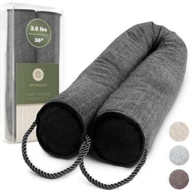 Imagem de Bloqueador e cortador de porta resistente da Decoraalm, proteção de rascunho à prova de som para portas e janelas, cilindro decorativo oferece isolamento de porta e climas para portas, Moderno, Charcoal, 36", 1