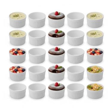 Imagem de Kit 10 Ramekins Plástico Canelado 100ml – Tigelinhas Reutilizáveis para Molho, Petisco e Sobremesa – Polipropileno Premium Similar à Melamina