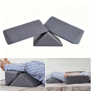 Imagem de Travesseiro de cama para dormir de lado para dor nas costas, triângulo e posicionadores corporais para idosos, conjunto de travesseiro de cunha para pós-cirurgia, joelhos elevados, prevenção de
