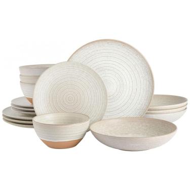 Imagem de Aparelho de Jantar com 16 Peças em Cerâmica Faiança Reativa, Gibson Dreamweaver, Creme