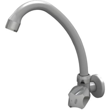 Imagem de Torneira para Cozinha de Parede Bica Móvel Búzios Luxo 1/4 de volta Cinza Com Bitola de 1/2" - 3/4" Durín