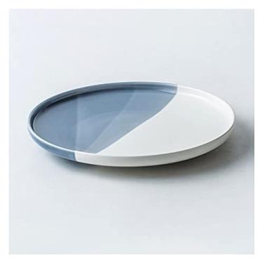 Imagem de Prato de serviço pratos de jantar de cerâmica pratos redondos de porcelana para salada de bife de macarrão. Pratos de servir de restaurante para jantar em família (25 cm, preto) pratos (cor: latão