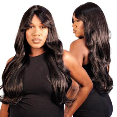 Imagem de Peruca Super Natural Ondulada com Franja Orgânica Com Ajuste Interno +