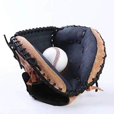 Imagem de Luva de beisebol de couro PU desportos ao ar livre basebol Catcher luva equipamento de prática de softball mão esquerda para crianças adolescentes adultos (cor: Brown, tamanho: 30 x 22 cm)