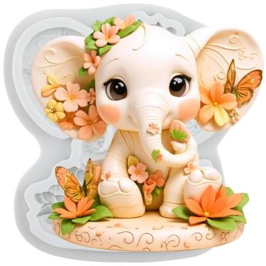 Imagem de MYPRACS Molde de silicone de fondant de elefante para decoração de bolo de açúcar topo de cupcake pasta de goma de chocolate argila de polímero