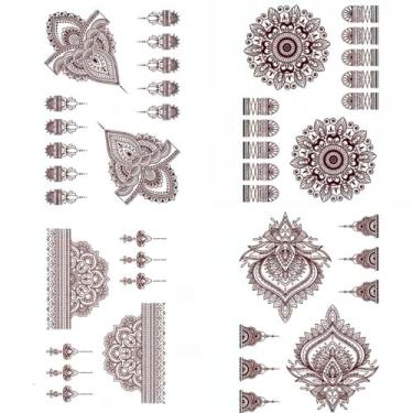 Imagem de Tatuagem Postiça Adesiva Estilo Henna Mandala e Tribal