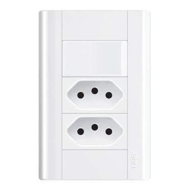 Imagem de CONJUNTO 1 INTERRUPTORES SIMPLES 16A/250V E 2 TOMADA 2P+T 20A/250V MODULARE - FAME