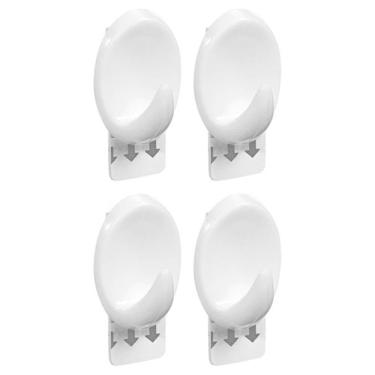 Imagem de Gancho Oval Plástico Branco Com Adesivo P - 4 Unidades - Or30111 - Ordene