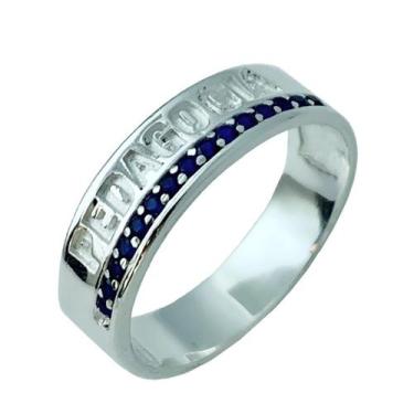 Imagem de Anel Pedagogia - Cod 747 - Carlitos Joias, Azul safira, 21