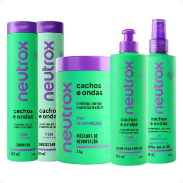 Imagem de Kit Neutrox Cachos e Ondas: Shampoo, Condicionador 300ml, Máscara Capilar 1kg, Creme Para Pentear e Spray Day After 300ml