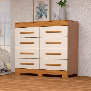 Imagem de Cômoda Nalu 8 Gavetas 100% Mdf Cinamomo/Off White - Acp Móveis