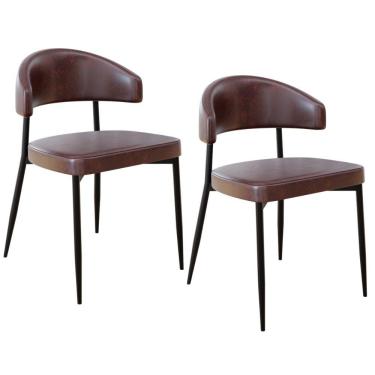 Imagem de Kit 02 Cadeiras Estofada Para Sala de Jantar Serena Preto C01 Courino Café - Lyam Decor