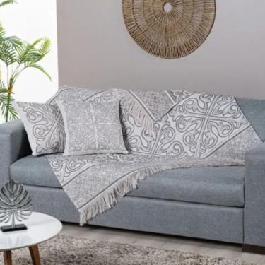 Imagem de Manta para Sofá Grécia com Almofadas Caqui Premium