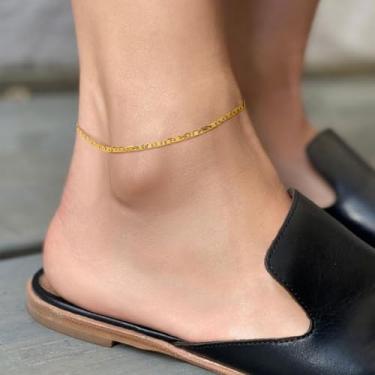 Imagem de Tornozeleira dourada feminina pequena corrente japonesa 2,5 mm