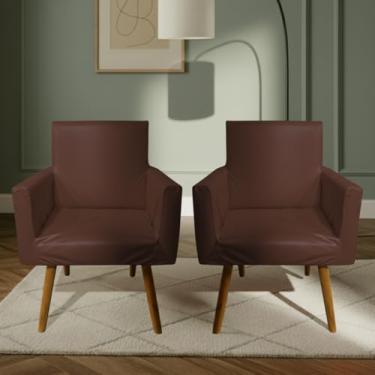 Imagem de Kit De 2 Capas Para Poltrona Nina Decorativa Sala Escritorio Quarto Em Malha Gel Liso (Tabaco)