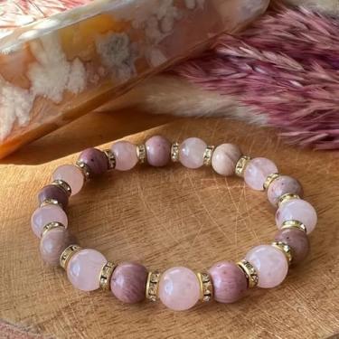 Imagem de Pulseiras para mulheres e homens, pedra natural, cristal rosa, elástico, elástica, feita à mão, com contas de ioga, para proteção do amor, dinheiro, sucesso, ansiedade, joias, presentes, Medium