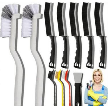 Imagem de Conjunto de escovas de limpeza de fendas de cerdas rígidas, ferramenta multifuncional para casa (banheiro/cozinha), veículos, torneiras, bules e xícaras