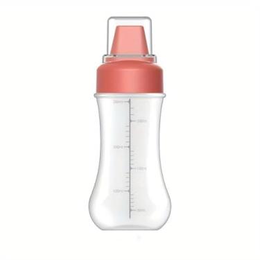Imagem de Garrafa de cozinha com 5 furos, condimento, utensílios de cozinha com tampa transparente à prova de vazamento, dispensador de maionese, espremedor de molho 350 ml (vermelho)