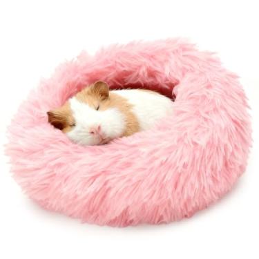 Imagem de LAIRIES Cama de porquinhos-da-índia para animais pequenos em forma de donut, cama macia e quente com elastano e calça de lã para transporte aconchegante, acessórios de gaiola