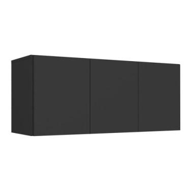 Imagem de Armário De Lavanderia Aéreo Multiuso 3 Portas Multimóveis Mp5041 Preto