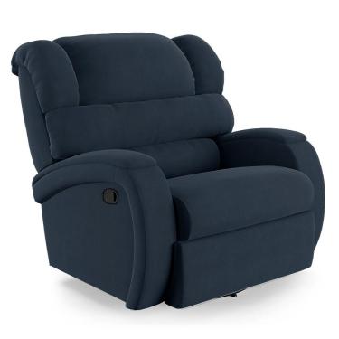 Imagem de Poltrona Do Papai Reclinável Napoli Glider Giratória Usb Veludo Azul Fh1 - D\'rossi