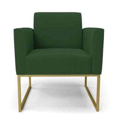 Imagem de Kit 2 Poltronas Base Industrial Dourado Marisa Veludo Verde D03 - D'rossi