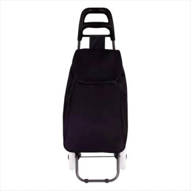 Imagem de Carrinho de Compras Dobrável Colorido com Bolsa Térmica 30kg | Feira, Supermercado e Transporte(Preto)