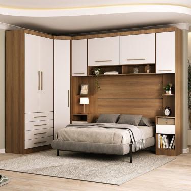 Imagem de Quarto 7 Portas 6 Gavetas Cab Qn Paris Master Luciane Móveis Avelã Pf-branco Pf
