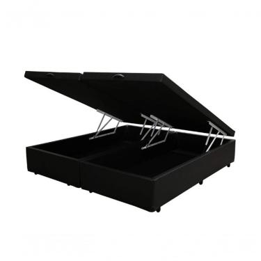 Imagem de Cama Box Baú Casal 138 Bipartido Bello Box - Tecido Sintético Preto