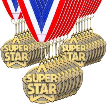 Imagem de Cunno 20 medalhas de ouro de 5 cm para vencedores de prêmios incentivam a participação em equipes para crianças e adultos Troféu Prêmio Prêmio Presente Competições Festa de Formatura (Super Star)