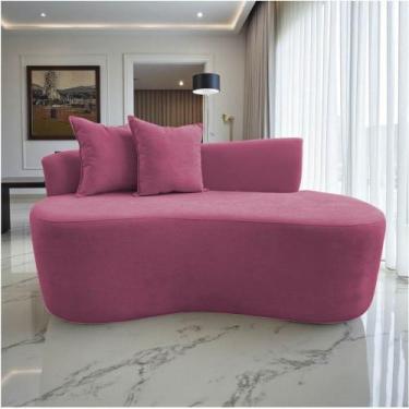 Imagem de Namoradeira Sofá Feijão Hana Orgânica Suede Rosa - Mazzero Decor