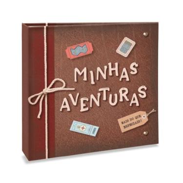 Imagem de Álbum de fotos Ical, encadernação fichário, 40 páginas de papel kraft - para colar recortes, fotos e lembranças - linha Scrapbook - modelo minhas aventuras - 604